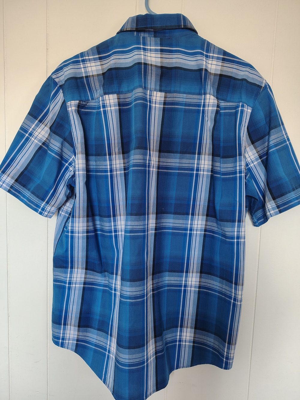 Alfani Blue and White Plaid Short-Sleeve Button-Down Shirt - Picture 2 of 7